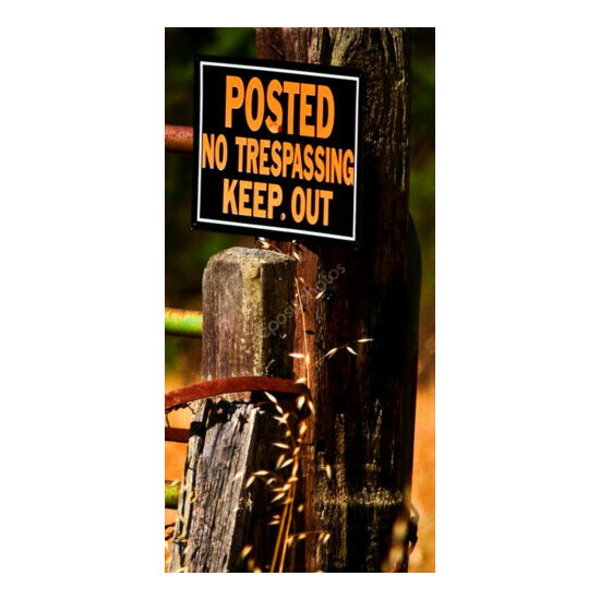 POSTED NO TRESPASSING KEEP OUT Aluminum Metal SIGN Fluorescent 10"x14" HY-KO 813 image {2}