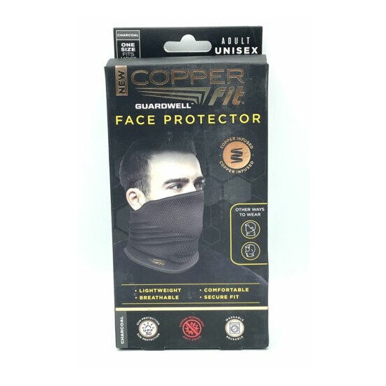 Copper Fit Guardwell Face Protector Mask Gaiter Adult Charcoal/Black Brand New image {1}
