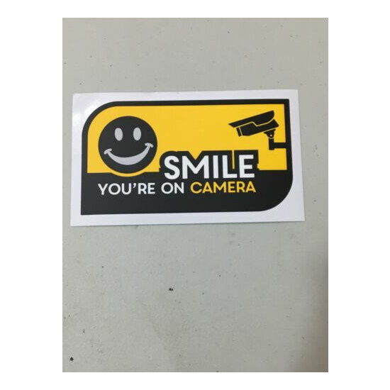 UV Resistant, No Fade Security CCTV Warning Sticker 10 X Smile You're on Camera image {1}