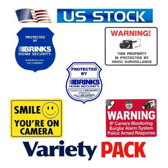 Home Window Door Security Stickers Decals signs For Brinks Alarm+Cameras in use image {1}