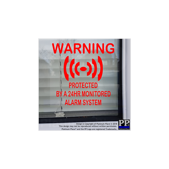 6 x PROTECTED by a Monitored Alarm System-RED-Internal Stickers-Home,Business image {1}