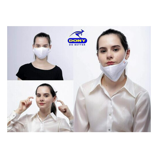 10 PC Dony Triple Layer Black Cloth Face Mask Washable Over 60 Times White Color image {4}