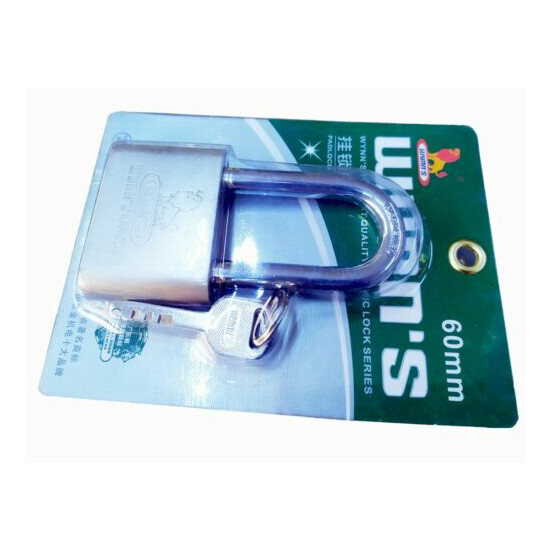 Wynn's Padlock Round Lock High Security Long Lock Shackle 60mm 4 Keys image {3}