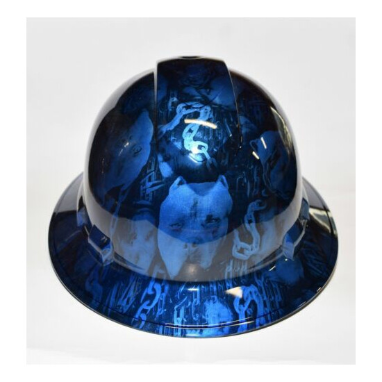 Custom Wide Brim Hard Hat Hydro Dipped in Candy Blue Pit Bulls  Thumb {1}