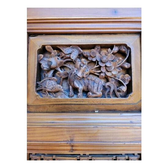 ANTIQUE HAND CARVED ASIAN MYTHICAL ANIMALS PANELS SCREENS CHINESE HK IMPORTED image {3}