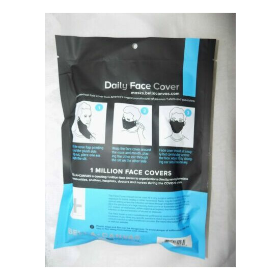 LOT 5 NEW 10 PK 50 MASKS BELLA CANVAS DAILY FACE COVERING BLACK DUAL SOFT FABRIC image {2}