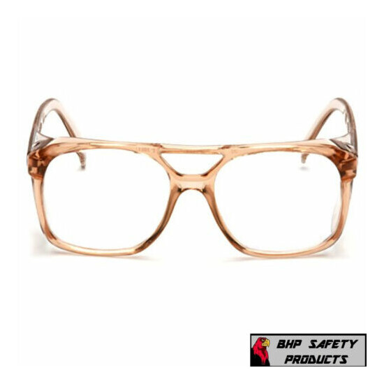 Pyramex Monitor Clear Caramel Retro Pilot Style Safety Glasses Side Shield Z87+ image {3}