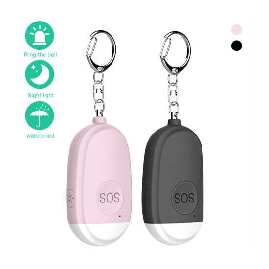 2Pcs USB Rechargeable 130dB Safety Personal Alarms Siren for Women Kids Elder US image {2}