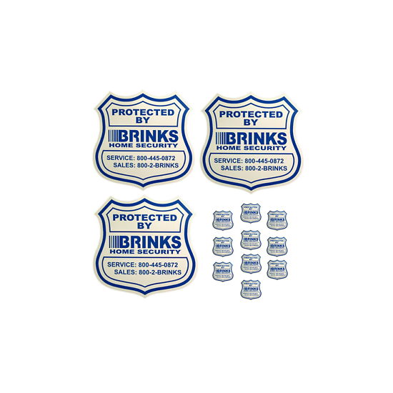 3 Security Yard Signs w/ 10 Security Stickers For Doors and Windows BRINKS ADT image {1}