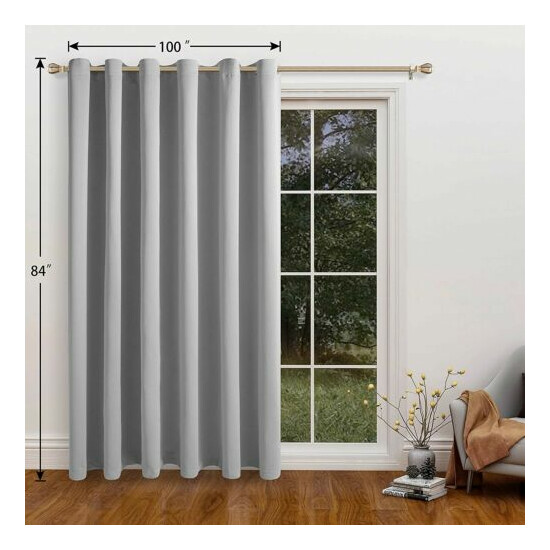 LORDTEX Thermal Insulated Blackout Curtain Fabric Window Panel 100" by 84" GREY image {1}