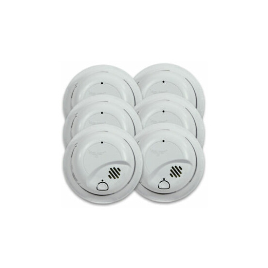 BRK First Alert 9120B6CP 120-Volt Wire-In W/ Battery Backup Smoke Alarm, 6-Pack image {1}