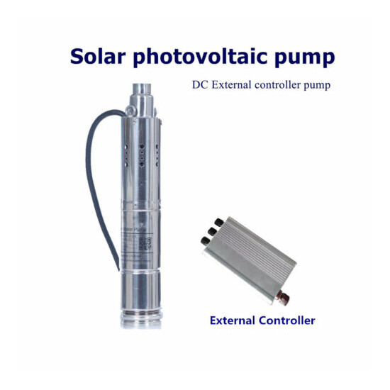DC24V Solar Powered Deep Well Submersible Water Pump External Controller 50m Max image {2}