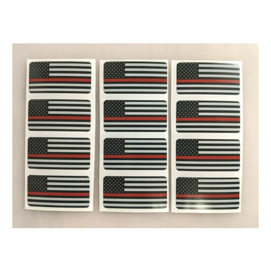 12 pack Thin Red Line AMERICAN FLAGS Firefighter Vinyl Stickers Hard Hat Helmets image {1}