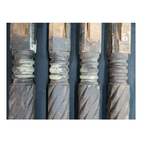 Set of 4 Wooden Spiral Twist Oak Table Legs image {3}