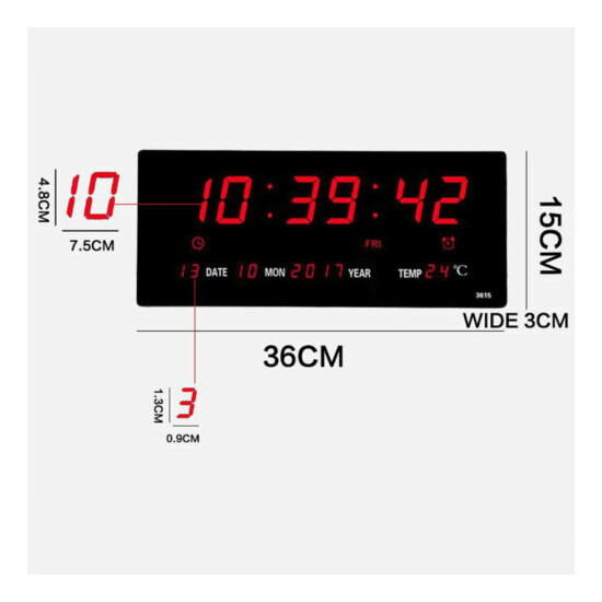 Digital LED Wall Desk Alarm Clock W/ Calendar Temperature Humidity 12/24H image {5}