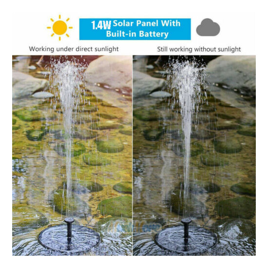 Solar Powered Floating Bird Bath Water Fountain Pump Garden Pond Pool Outdoor US image {3}