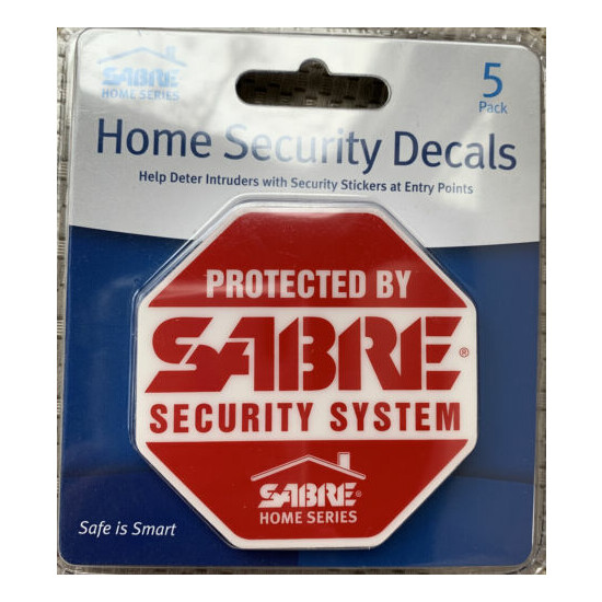 10 Sabre HS-SD Home Security Decals, Plastic, Red image {2}