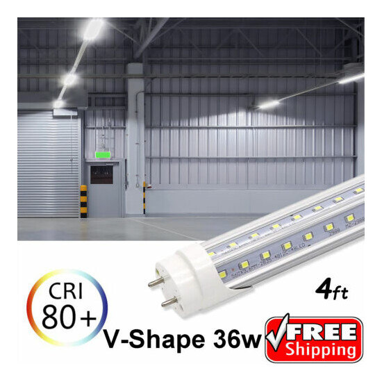 V-Shape 10-1000 PACK LED G13 4FT 4 Foot T8 Tube Light Bulbs 2-PINS 36W 6500K  Thumb {1}