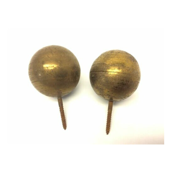 Pair Antique Brass Iron Screw Bolt Finial Pieces Parts Ball Caps Parts Furniture image {1}