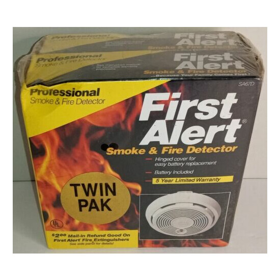 FIRST ALERT SMOKE & FIRE DETECTOR SA67D TWIN PACK BRAND NEW SEALED image {1}
