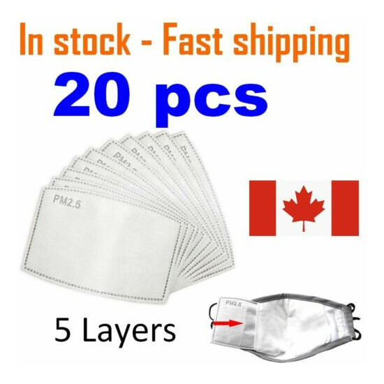 20 PCS PM2.5 Face Mask Filter - Activated Carbon Filters replacement 5 Layers  image {1}