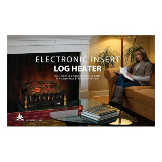 1500W Electric Fireplace Insert Logs Heater Quartz Realistic Flame w/ Remote image {3}