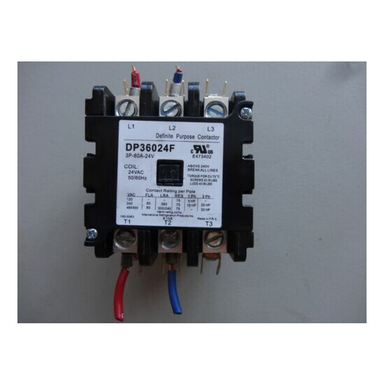 Definite Purpose Contactor DP36024F, 3 pole; 24VAC, 50/60HZ w/some wiring-"USED" image {1}