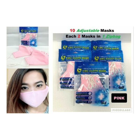 6 OR 10 PINK ADJUSTABLE Mask Cloth Face Masks Reusable Washable FABRIC 4 LAYERS  image {23}