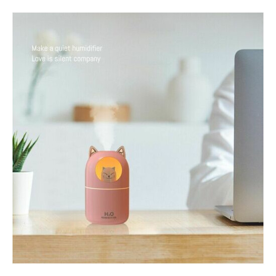 Humidifier Cat USB Office Bedroom Home Fragrance Aroma Air Purifier Mist Maker  image {2}