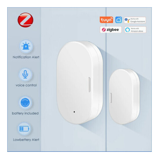 1-6Pack Mini Tuya Zigbee Smart Door Window Sensor Detector Home Burglar Security image {1}