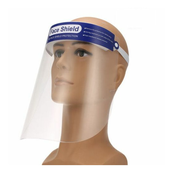 Full Face Shield Visor Airborne Protection Plastic Clear Foam Headband Anti Fog image {1}