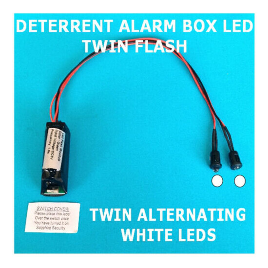 Deterrent Alarm Box LEDs Twin Flash/Alternating WHITE LED's 10 yr Battery Fitted image {1}