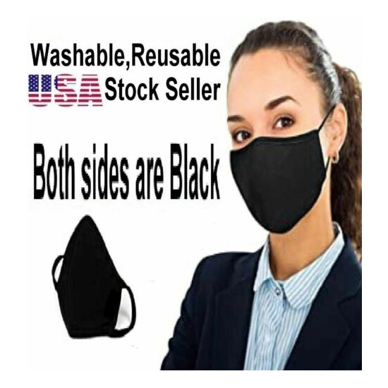 Face Mask 1 Pcs Reusable Washable Cotton Breath,Comfortable Double Layer Black image {1}