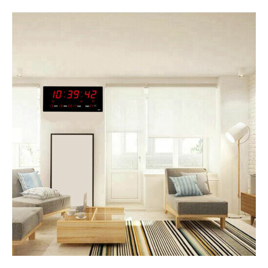 Digital LED Wall Desk Alarm Clock W/ Calendar Temperature Humidity 12/24H image {1}
