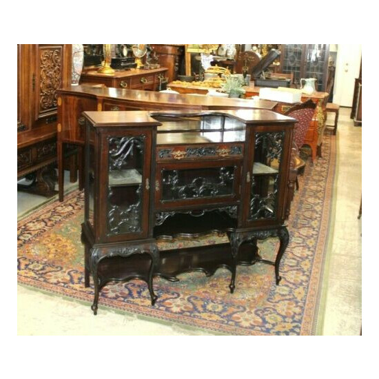 English Antique Victorian Mahogany Sideboard / Buffet / Bar Cabinet image {1}