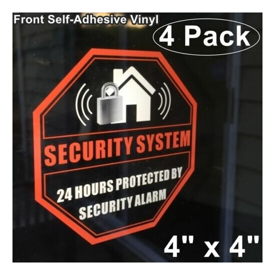 4 Home Business Security Burglar Alarm System Warning Clear Vinyl Sticker Decal image {1}