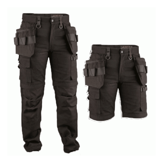 Dunderdon Workwear P7 Cordura Convertible Work Pants Trousers/Shorts Black 32x34 image {10}