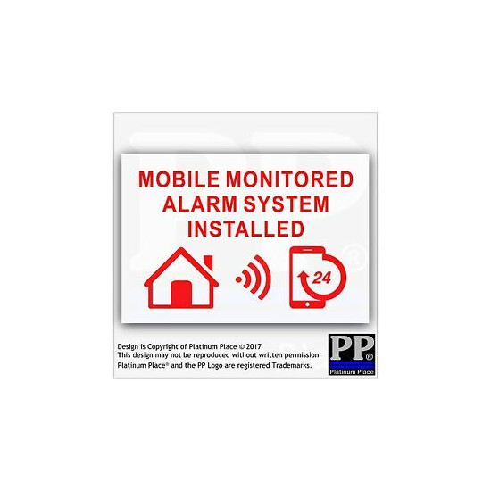 1 MOBILE Monitored Alarm System Installed-External Sticker-Warning Security Sign image {1}