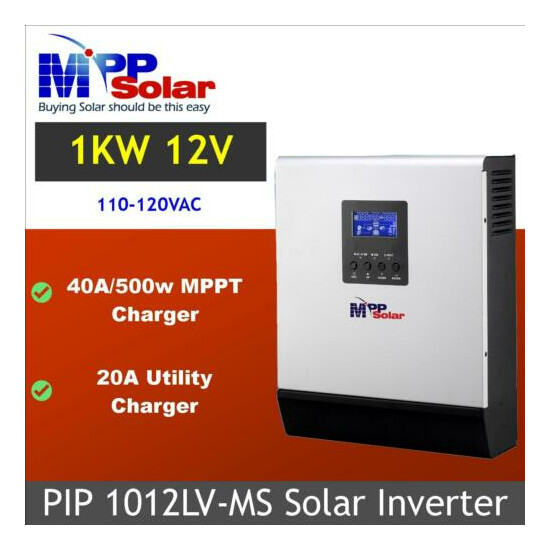 1000w Solar Inverter 12v 110vac + MPPT solar charger 40A + 20A battery charger image {1}