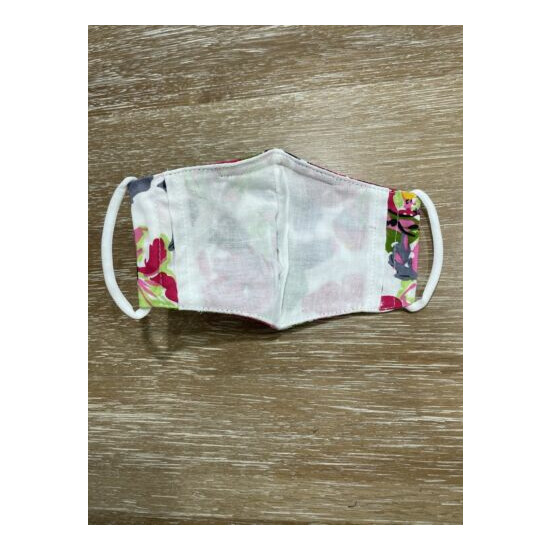 Youth Child Face Mask Cloth Washable With Filter Pocket And Wire Flowers image {3}