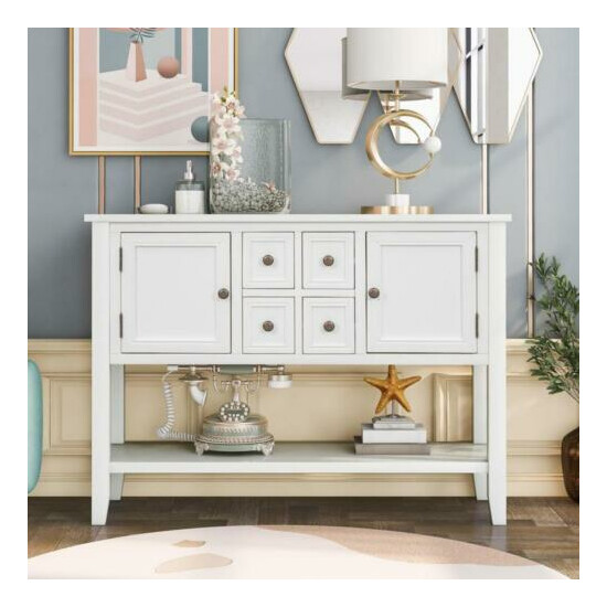 Classical Buffet Sideboard Console Table w/4 Drawers Bottom Shelf Home Furniture image {4}
