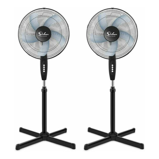 Simple Deluxe 2-Pack Oscillating 16″ 3 Adjustable Speed Pedestal Stand Fan image {1}