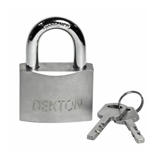 Dekton Satin Nickel Security Padlock Steel Shackle 3 Keys 30, 40 Or 50mm Lock image {2}