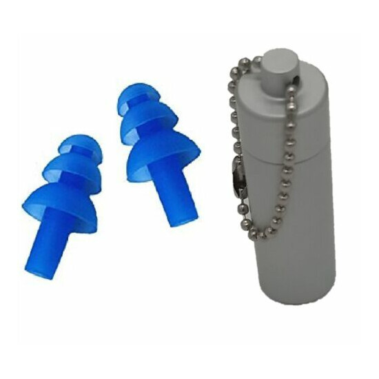 1 pair Silicone Ear Plugs in Case Tube Hearing Protection Black Silver Blue image {3}
