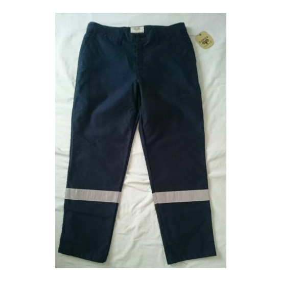 Heavy duty workwear moleskin pants reflective/hi vis tape image {1}