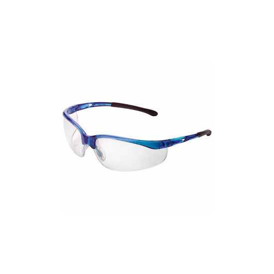Half Frame Safety Glasses, Anti-Fog, Clear Lens, Blue Frame image {1}
