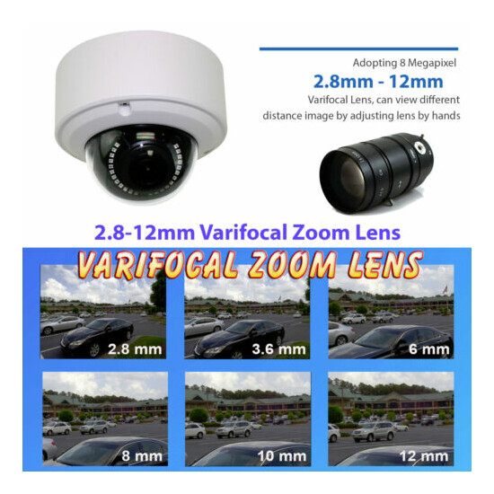 8MP 2160p Ultra HD 4K IP 2.8-12mm Varifocal Zoom PoE IP Dome PoE Security Camera image {4}