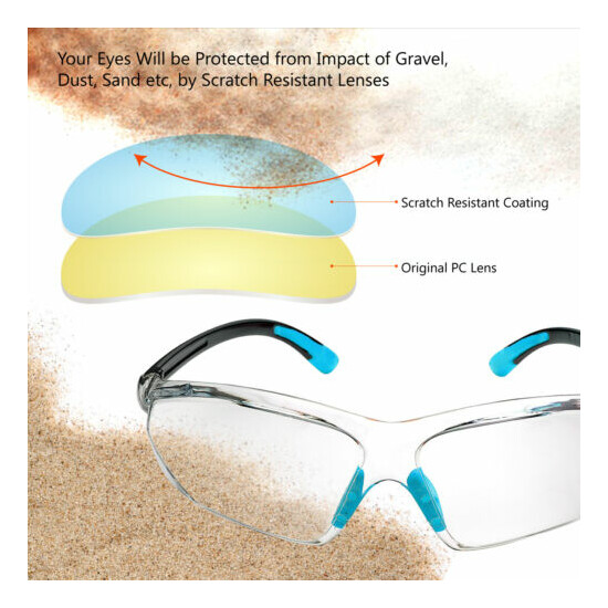 SAFEYEAR Safety Glasses Clear Lens Anti Fog Scratch Resistant UV Protection image {2}