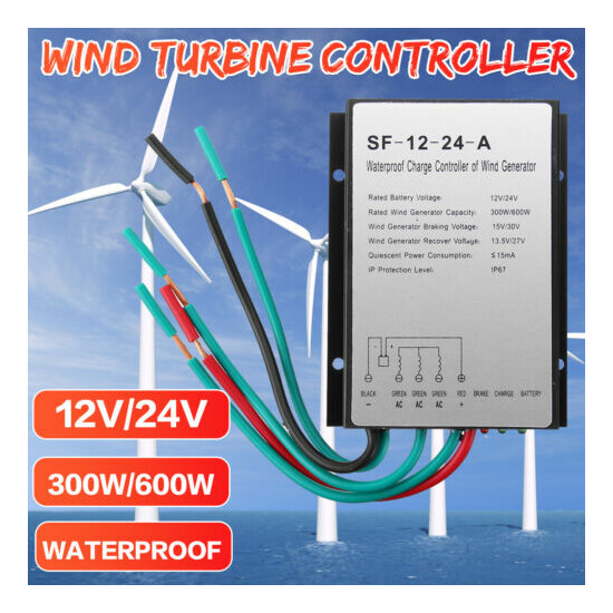 12/24V 300W/600W Waterproof Wind Turbine Generator Charge Controller Regulator image {1}