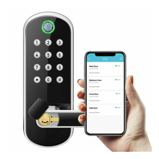 Sifely Biometric Fingerprint Digital Keypad Keyless Entry Code Smart Door Lock image {1}